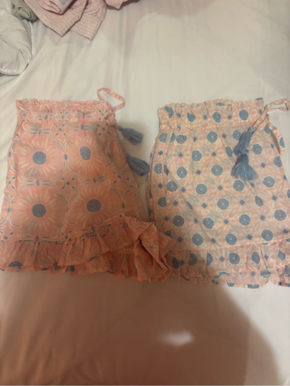 Women’s Pink Floral Print Ruffle Sleep Shorts